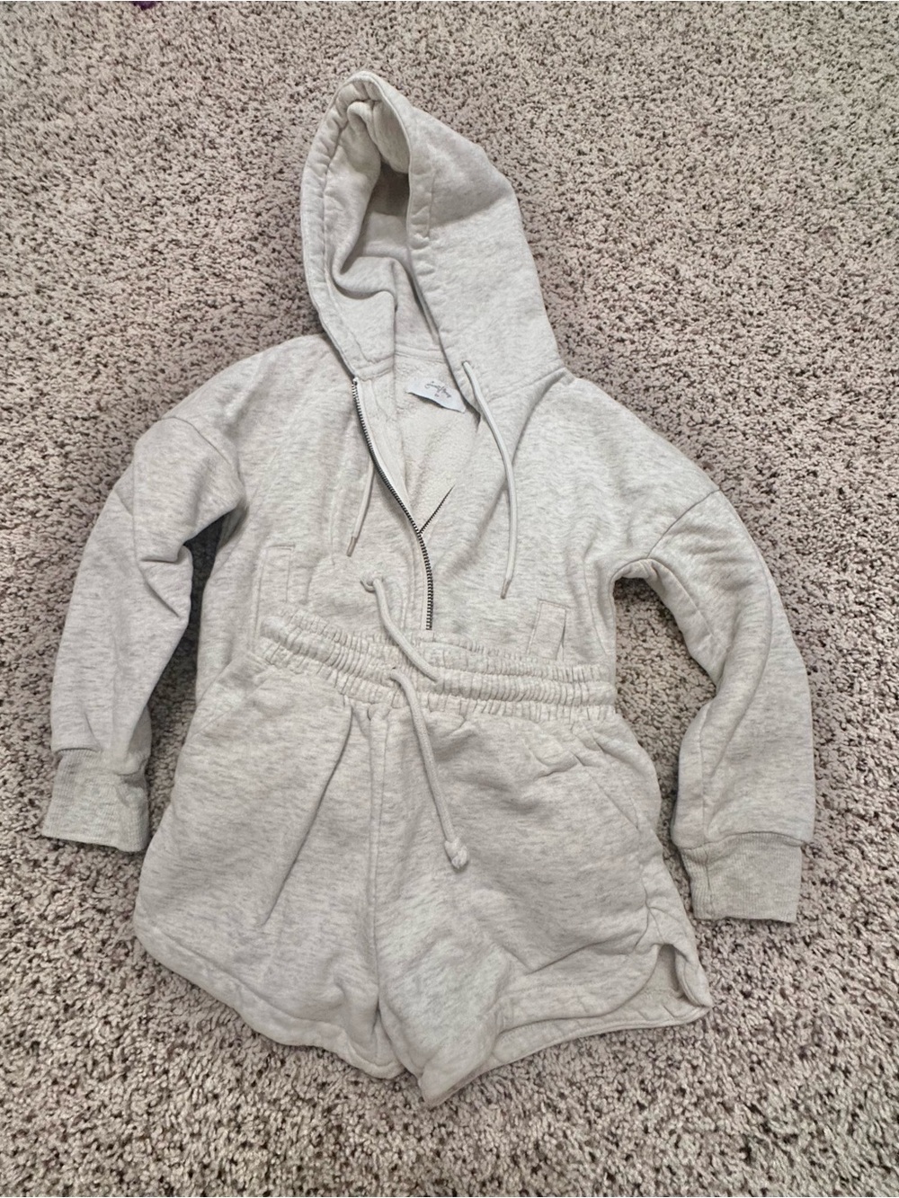 SweetHoney Light Gray Kids Hoodie & Shorts Matching Set 6Y